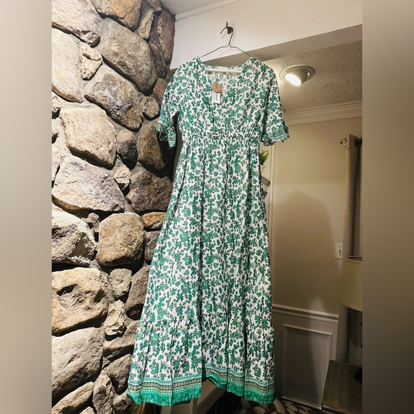 NWT Lapogee cotton linen blend maxi dress. Size S. Very hobo cottage core. - Picture 3 of 14